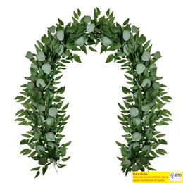 Decorative Flowers Wreaths LJLArtificial Eucalyptus And Willow Vines Faux Garland Ivy For Wedding Backdrop Arch Wall Decor Table Runner