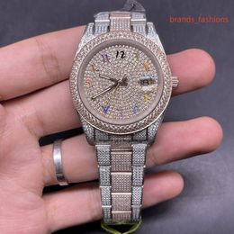 Full-iced Out Diamond Men's Watches Wrist watch Diamond Hip-hop Trend Watch 2 tone Diamond Bezel Automatic Mechanical watches