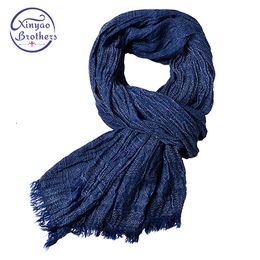 Scarves luxury band scarf men solid cotton scarf female male shawl wrap jacquard weave long scarfs with tassels 175*80 cm 230302