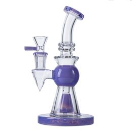 Short Nect Mouthpiece Glass Bongs 7 Inch showerhead perc Water Pipes 14mm Female Joint Heady glass Oil Dab Rigs Green Purple pyramid design Hookahs