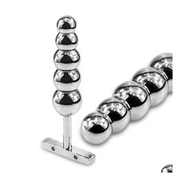 Other Health Beauty Items Metal Anal Beads Prostate Mas Stainless Steel Butt Plug Heavy Anus With 5 Balls Toys For Men And Women D Dhlfa