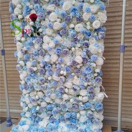 Decorative Flowers SPR Wedding Stage Background Cloth Decoration 3D White Blue Pink Silk Artificial Hydrangea Rose Flower Wall Backdrop