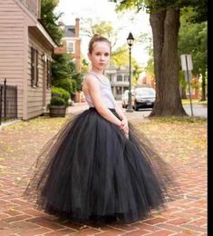 Skirts Girls Black Fluffy Long Tutu Skirts Infant Toddler Handmade Dance Pettiskirts Underskirts Kids Christmas Party Costume Skirts T230301