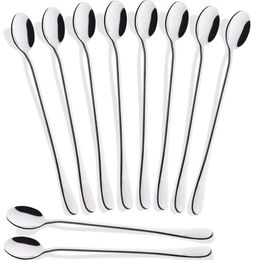 Coffee Scoops 10Pcs 9 Inch Long Handle Iced Tea Spoon Stainless Steel Cocktail Stirring s for Mixing Ice Cream Set 230302