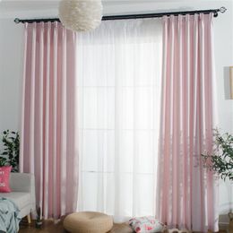 Curtain Pink Linen Blackout Curtains For Living Room Bedroom Grey Thermal Insulated Window Panel Treatment