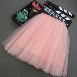 Skirts Shiny Stars Summer Girls Fashion Fluffy Twinkling Stars Tutu Skirt Shiny Princess Party Tulle Skirts Girls Clothing Kids T230301