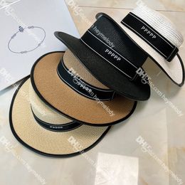Trendy Desinger Bucket Hats Wide Brim Straw Hat High Quality Letter Webbing Beach Hat for Women Summer