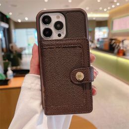 Designer Phone Cases for iPhone 15 15pro 14 14pro 14plus 13 13pro 12 11 pro max Top Leather Card Holder Pouch Luxury Cellphone Cover Case