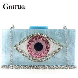 Evil Eye Fashion Colourful Colour Acrylic Women Messenger Shoulder Clutches Lady Evening Bags Glitter Party Handbag WalletL230302