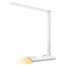 Table Lamps 1 PCS 5 Colours Modes And 6 Brightness Levels With USB Charging Port LED Desk Lamp Dimmable Light Night (White)