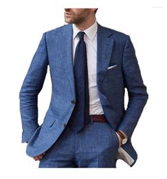 Men's Suits Blue Designs Men Beach Party Casual Slim Fit Tailor Made 2 Pieces Terno Masculino Business Formal Suit Blazer Pant
