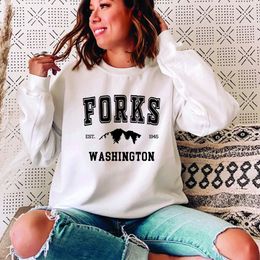 Womens Hoodies Sweatshirts Twilight Unisex Crewneck Sweatshirt Forks Washington Hoodie Team Edward Women Long Sleeve Harajuku Graphic 230301