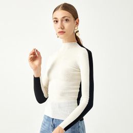 Women's Sweaters Two Ways To Wear Front And Back Half High Neck Slim Fitting Woollen Sweater 2023 Fashion Temperament Bottoms Pul