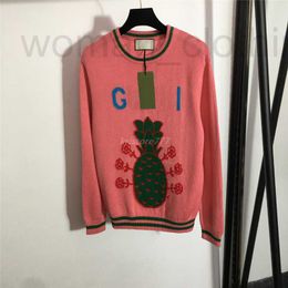 designer 2022 women's wool sweaters knits tops with letters pineapple pattern girls milan runway tank crop top shirt high end long GRFO