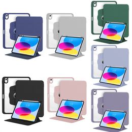 Acrylic Shockproof Cover 360 Degree Rotating Folio Stand Case with pen Pencil Holder For New iPad Air Air2 Mini 6 Pro 9.7 10.5 11 inch Flip PU Protective Sleeve Cover