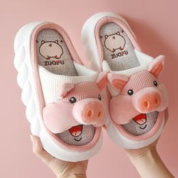 Slippers Cute Pig Home Slippers for Women Animals Platform Soft Slippers Female Lovely House Slides Four Season Indoor Shoes 230301