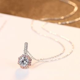 French fashion women shiny zircon s925 silver pendant necklace exquisite luxury collar chain necklace Jewellery accessories