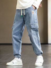 Men's Jeans Plus Size Men's Cargo Jogger Jeans Hip Hop Streetwear Fake Pockets Stretched Cotton Casual Denim Pants Baggy Jean Trousers 8XL 230302