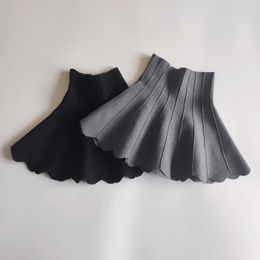 Skirts Autumn Winter New Girls Knitted Skirt Wavy Tutu Skirt Big Kids Thickened Lotus Leaf Umbrella Skirt Parent-child Style Skort 2022 T230301