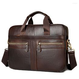 Briefcases Ipad Bag Men's Genuine Leather Briefcase Male Man Computer Laptop Natural For Men Messenger Bags