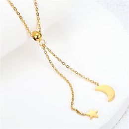 Pendant Necklaces Elegant Women's Star Moon Necklace Gold Colour Clavicle Stainless Steel Jewellery Gifts For Friends