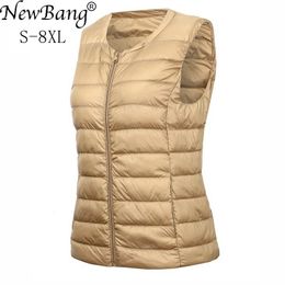 Women s Jackets Bang Brand 7XL 8XL Large Size Waistcoat Warm Vest Ultra Light Down Women Portable Sleeveless Winter Liner 230302