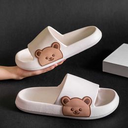 Slippers Women's Thick Bottom Home Cute Ladies Indoor Outdoor Wear Cartoon Bear Bathroom Beach Sandals Y2302