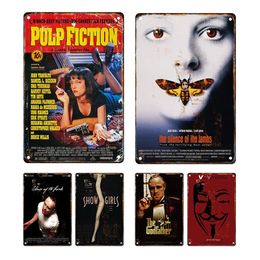 Classic Movie Pulp Fiction art painting Metal Poster Old Film Series Tin Sign Vintage Plaques Home Room Bar Cafe Cinema Decor Wall Aesthetic Size 30X20CM w02