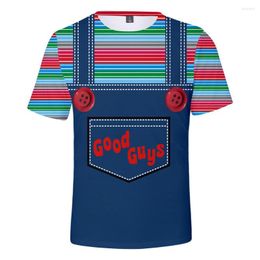 Мужские рубашки T 2023 3-14 лет злые добрые парни для игрушек детские мальчики девочка девочка с коротким рубашкой на хэллоуин Футболка Чаки