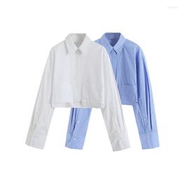 Women's Blouses Short Shirts Women 2023 Spring And Autumn White Fashionable Sexy Elegant Tops Casual Long Sleeve Single Row Button 3028