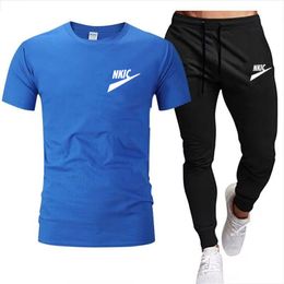 Summer Men's Tracksuits Two Piece Set Casual T-Shirts and Sweatpants Sets Men Sports Suit Fashion Short Sleeve Mens Tracksuit Outwear
