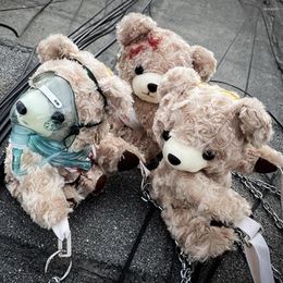 Evening Bags Creative 3D Badly Injured Bear Plush Bag Women Breathe Stuffed Toys Crossbody Messenger For Chain Purses And Handbags