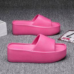 Slippers 2023 Hot Summer Women Platform Pink EVA Sandals 6 CM Wedges Shoes Slides Mules Beach Slipper Y2302
