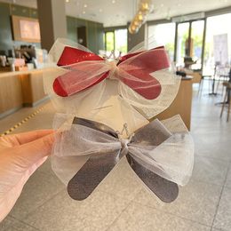 Korea Crown Ribbon Mesh Big Bow Hair Claw Clips for Girls DIY Bowknot Hair Clamp Hairpin Headdress Accessories Shark Clip 1800