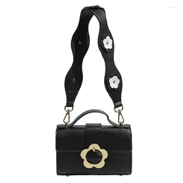 Evening Bags Vintage Flower Underarm Shoulder Bag Pu Leather Thick Strap Women Small Square Portable Luxury Design Female Handbag