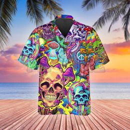 Men's Casual Shirts Mushroom Trippy Skull Hawaiian3D All Over Printed Hawaiian Shirt For Women's Harajuku UnisexMen's MeMen's