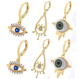 Hoop Earrings Charm Blue Eye Gold Color For Women Drop Korean Fashion Earring Statement Gift Punk Hip Hop Amulet