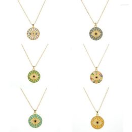 Pendant Necklaces Daihe Exquisite Circular Colourful Eyes Cz Necklace 18K Gold Women Crystal Zircon Copper Chain Gift