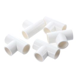 Watering Equipments 20mm PVC Tee 3 Way Water Pipe Tube Adapter Connectors White 5 Pcs