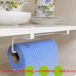 Kitchen Storage Paper Towel Rack Wall Hanging Cabinet Wrought Iron Wardrobe Shelf Bathroom Organizer