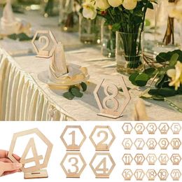 Party Decoration 10pcs Wooden Table Number Sign Hexagon Holder Card Rustic Wedding Engagement Seat Signs Event Supplies