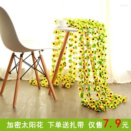 Decorative Flowers Artificial Sunflower With Vine Water Pipe Garden Decor Wedding Decoration Bedroom Living Room