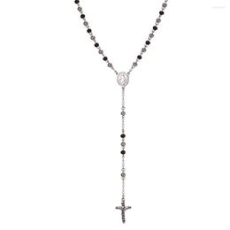 Chains Collare Rosary Necklace Cross Chain Women Gold/Black Colour 316L Stainless Steel Virgin Mary Men Jewellery N038