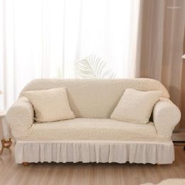 Chair Covers 1pcs High Elasticity Cream Cloud Bubble Skirt Hem Sofa Cover All-purpose Solid Colour With Ruffles All Seasons