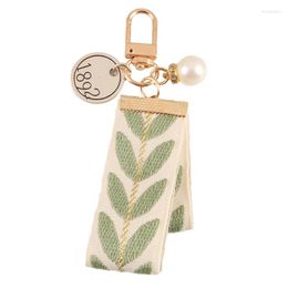 Keychains Fashion Trendy Keychain Lovely Ribbon Flower Keyring For Men Women Jewelry Green Cute Bag Car Key Holder Gifts