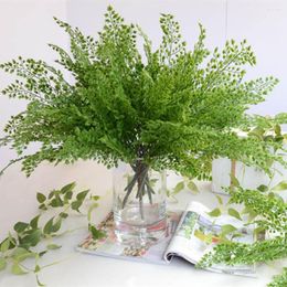 Decorative Flowers 5pcs/lot Living Room Bedroom Decoration 45cm 7 Branchs Plastic Green Leaf Wedding Party Favour Artificial Plants Bouquet