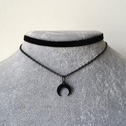 Pendant Necklaces Gothic Necklace Black Moon Collar Velvet Wedding Holiday Banquet Gift Souvenir Men And Women Daily Jewelry