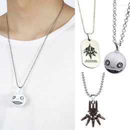 Pendant Necklaces Game NieR Automata Necklace Robot 2B Emil No2 Type B White Ball YoRHa Logo Choker Chains Men Women Jewellery