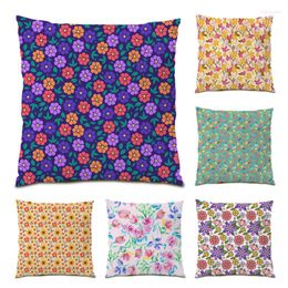 Pillow Floral Series Pillowcase Decorative Home Velvet Sofas For Living Room Soft Polyester Linen Leaf Cover Decor E0723
