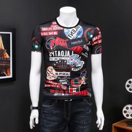 Men's T Shirts Korean Print Shirt Man Club Party Homme Baroque Pantalon Moda Camiseta Hombre Manga Corta Short TeeMen's